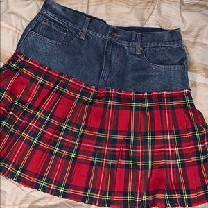 Women’s never worn jean/plaid mix skirt design lab
